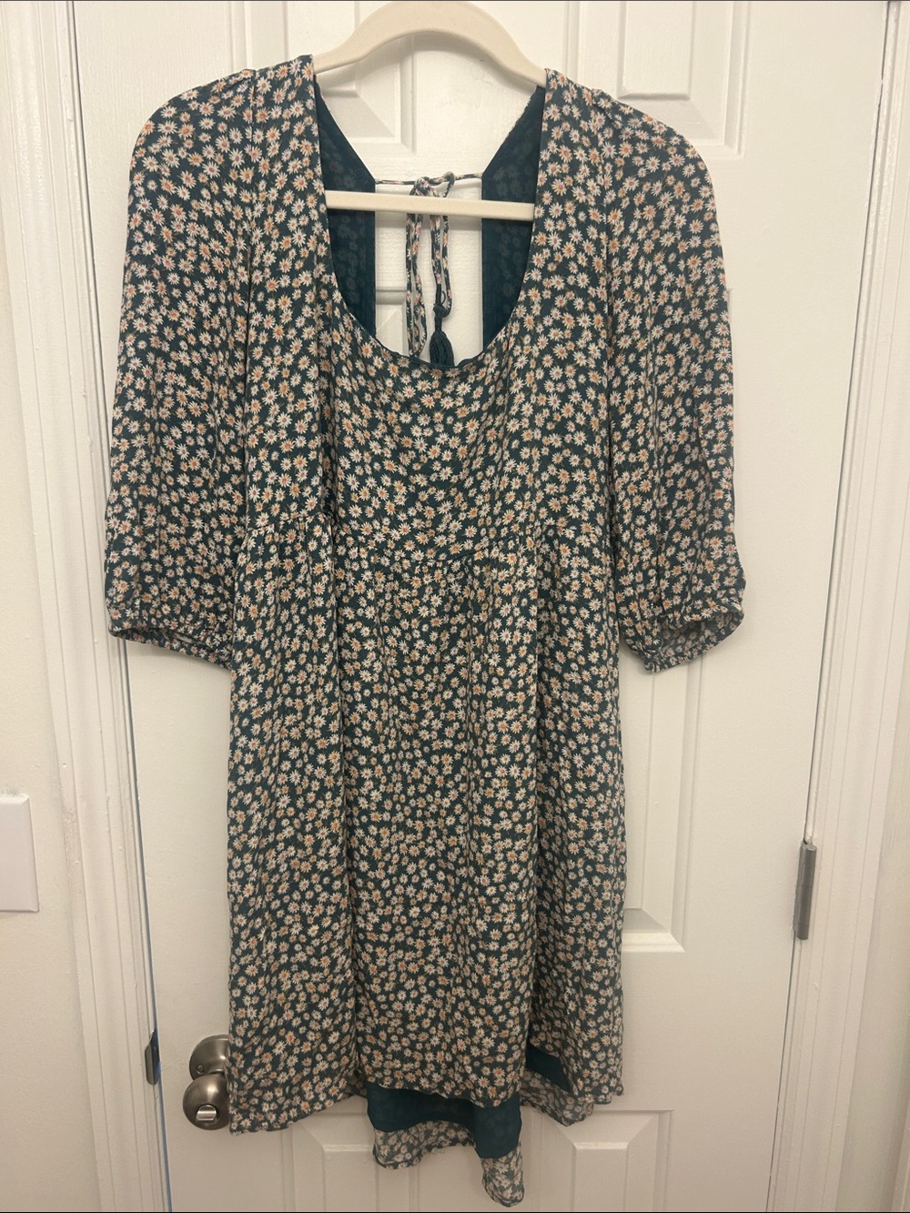 American Eagle Outfitters Dark Teal Floral Long Sleeve Dress